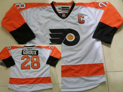 Philadelphia Flyers 28 Claude Giroux White C Patch Jersey