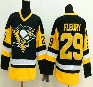 Pittsburgh Penguins #29 Marc-Andre Fleury Black Throwback CCM Jersey