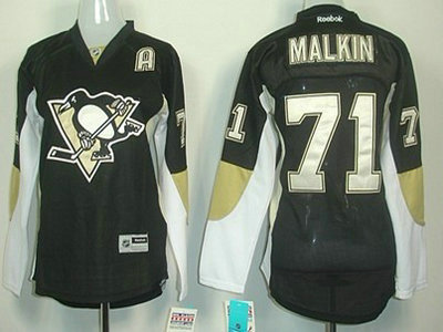 Pittsburgh Penguins 71 Evgeni Malkin Black Womens Jersey