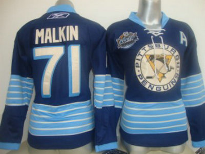 Pittsburgh Penguins #71 Malkin Navy Blue Womens Jersey