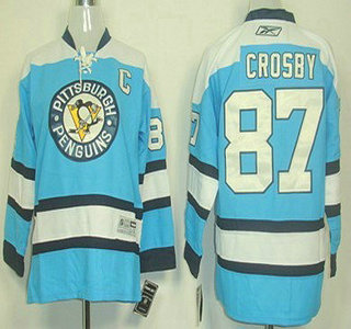 Pittsburgh Penguins #87 Sidney Crosby Light Blue Kids Jersey