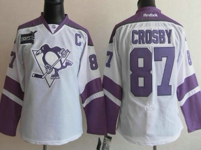 Pittsburgh Penguins 87 Sidney Crosby White Womens Fights Cancer Jersey