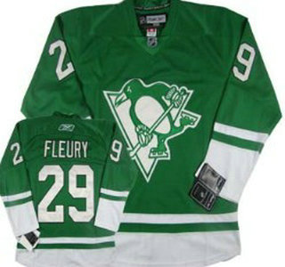 Pittsburgh Penguins 29 Fleury Green Jersey