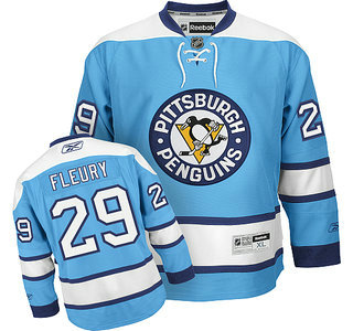 Pittsburgh Penguins 29 Fleury Light Blue Jersey