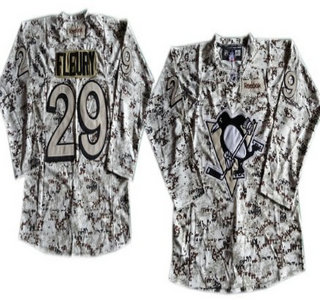 Pittsburgh Penguins 29 Marc-Andre Fleury White Camo Jersey