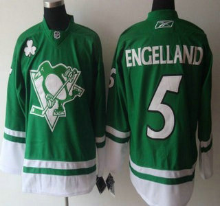 Pittsburgh Penguins 5 Engelland St.Patricks Day Green Jersey
