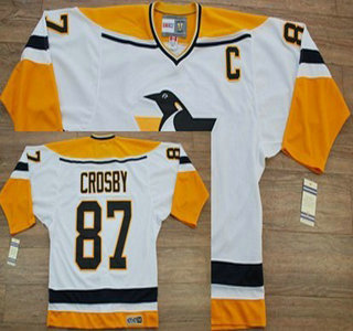 Pittsburgh Penguins 87 Sidney Crosby White With Yellow Throwback CCM Jersey