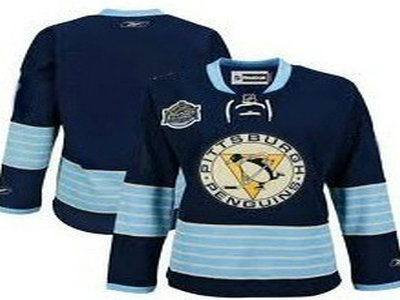 Pittsburgh Penguins Blank Navy Blue Womens Jersey
