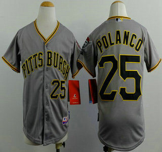 Pittsburgh Pirates #25 Gregory Polanco Gray Kids Jersey