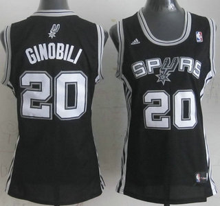 San Antonio Spurs #20 Manu Ginobili Black Revolution 30 Swingman Womens Jersey