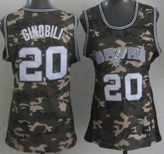 San Antonio Spurs #20 Manu Ginobili Camo Revolution 30 Swingman Womens Jersey