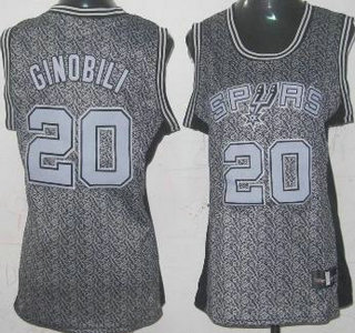 San Antonio Spurs #20 Manu Ginobili Grey Static Fashion Swingman Womens Jersey