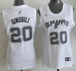 San Antonio Spurs #20 Manu Ginobili White Womens Jersey