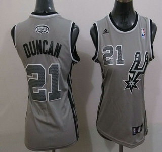 San Antonio Spurs #21 Tim Duncan 2013 Gray Womens Jersey