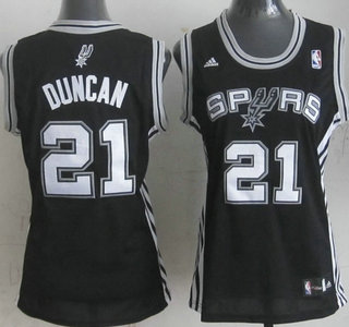 San Antonio Spurs #21 Tim Duncan Black Revolution 30 Swingman Womens Jersey