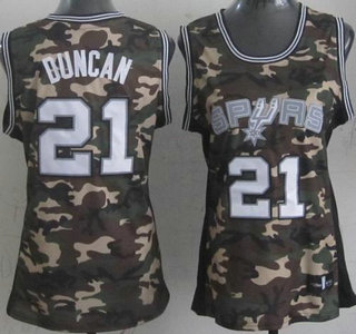 San Antonio Spurs #21 Tim Duncan Camo Revolution 30 Swingman Womens Jersey