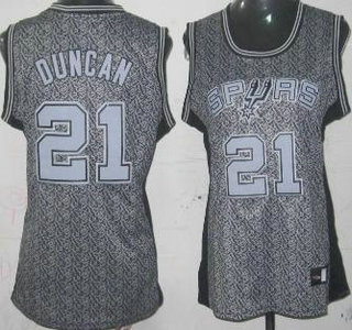 San Antonio Spurs #21 Tim Duncan Grey Static Fashion Swingman Womens Jersey