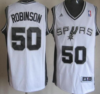 San Antonio Spurs 50 David Robinson White Throwback NBA Jerseys