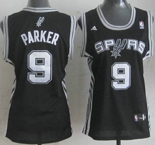 San Antonio Spurs #9 Tony Parker Black Revolution 30 Swingman Womens Jersey