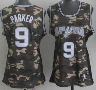 San Antonio Spurs #9 Tony Parker Camo Revolution 30 Swingman Womens Jersey