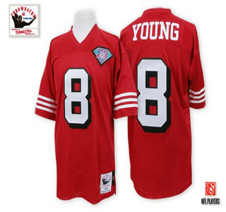 San Francisco 49ers #8 Steve Young Red 75TH Throwback Jersey