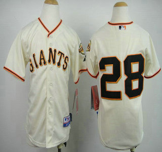 San Francisco Giants #28 Buster Posey Cream Kids Jersey