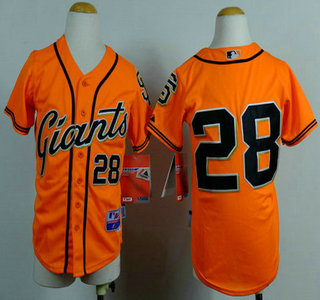 San Francisco Giants #28 Buster Posey Orange Kids Jersey