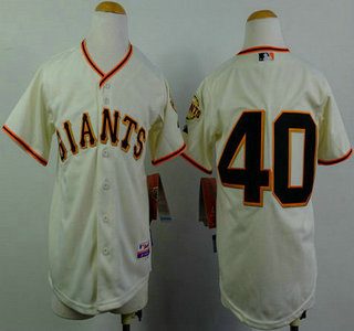 San Francisco Giants #40 Madison Bumgarner Cream Kids Jersey
