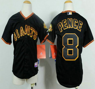 San Francisco Giants #8 Hunter Pence Black Kids Jersey