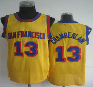 San Francisco Warriors 13 Wilt Chamberlain Yellow Revolution 30 Authentic Jerseys