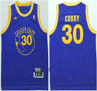 San Francisco Warriors #30 Stephen Curry Blue Swingman Throwback Jersey