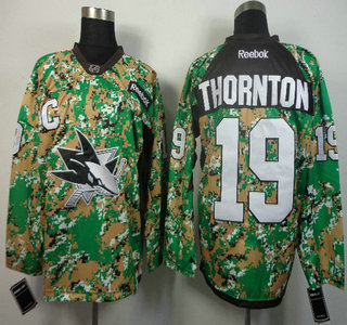 San Jose Sharks #19 Joe Thornton With C Patch 2014 Camo Jersey