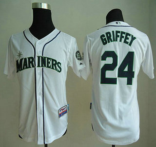 Seattle Mariners #24 Ken Griffey White Kids Jersey