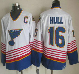 St. Louis Blues #16 Brett Hull 1995 White Throwback CCM Jersey
