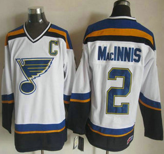 St. Louis Blues #2 Al MacInnis 2014 White Throwback CCM Jersey
