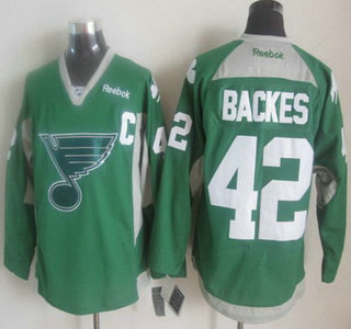 St. Louis Blues #42 David Backes 2014 Training Green Jersey