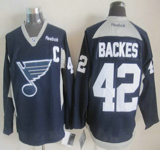 St. Louis Blues #42 David Backes 2014 Training Navy Blue Jersey