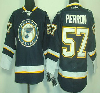 St. Louis Blues #57 David Perron Dark Blue Third Jersey
