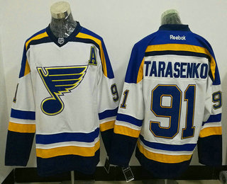 St. Louis Blues #91 Vladimir Tarasenko White With A Patch Jersey