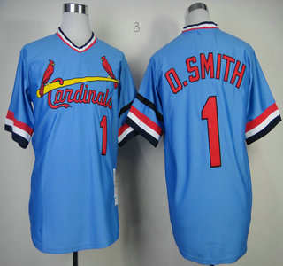 St. Louis Cardinals #1 Ozzie Smith Blue Throwback Jersey