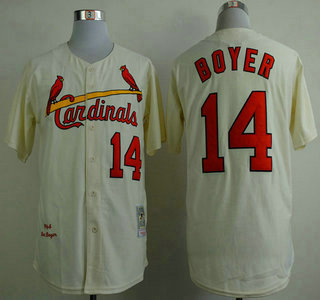 St. Louis Cardinals #14 Ken Boyer 1964 Cream Throwback Jersey