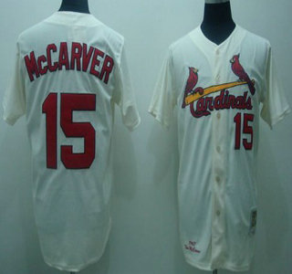 St. Louis Cardinals #15 Tim McCarver 1967 Cream Mitchell & Ness Throwback Jersey