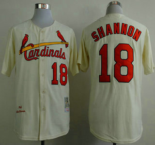 St. Louis Cardinals #18 Mike Shannon 1964 Cream Throwback Jersey