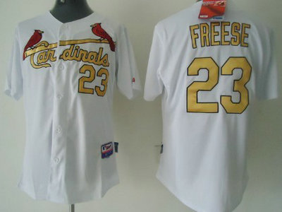 St. Louis Cardinals 23 David Freese White With Gold Jersey