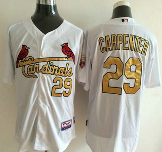 St. Louis Cardinals #29 Chris Carpenter White With Gold Jersey