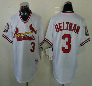 St. Louis Cardinals #3 Carlos Beltran White Throwback Jersey