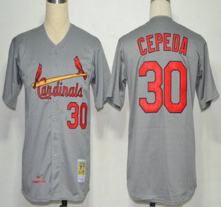 St. Louis Cardinals #30 Orlando Cepeda 1967 Gray Wool Mitchell & Ness Throwback Jersey