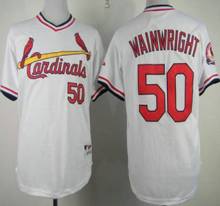 St. Louis Cardinals #50 Adam Wainwright Authentic White 1982 Turn Back The Clock Jersey