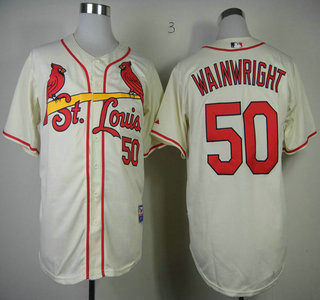 St. Louis Cardinals #50 Adam Wainwright Cream Cool Base Jersey