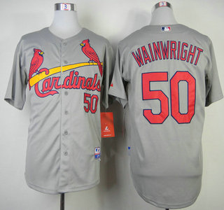 St. Louis Cardinals #50 Adam Wainwright Grey Cool Base Jersey